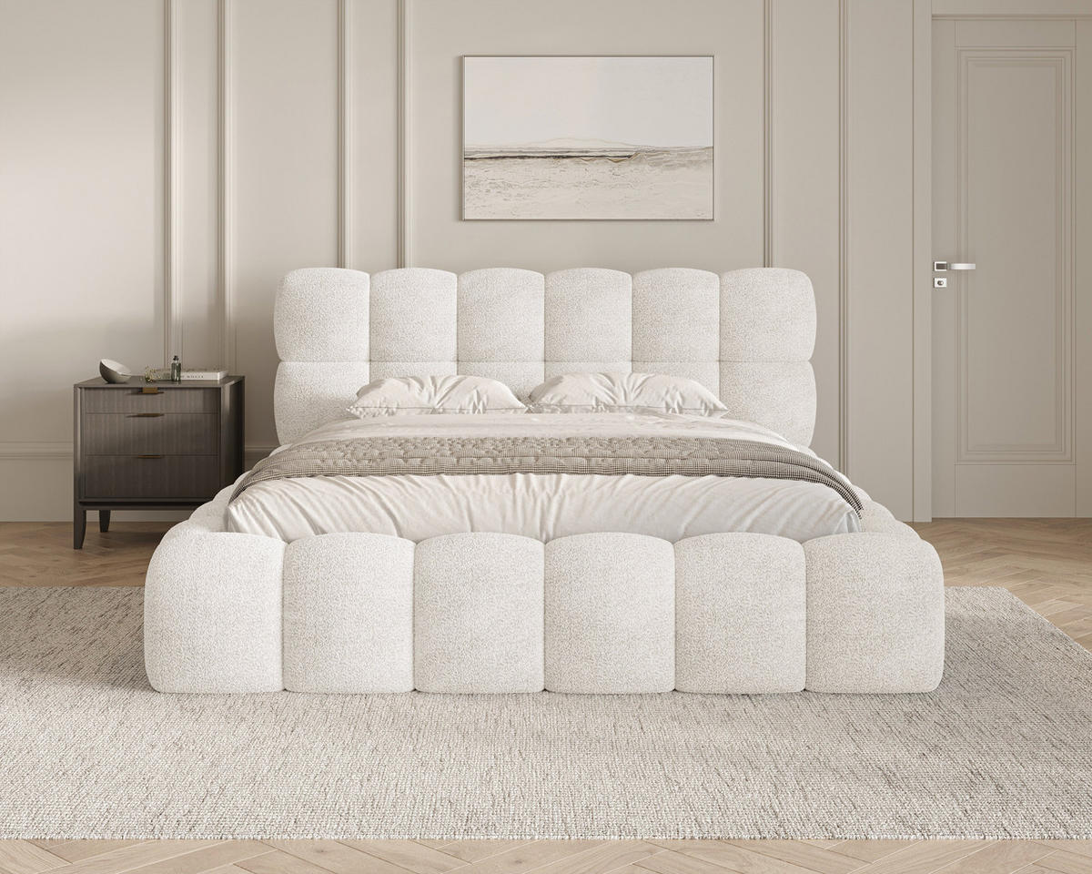 POLSTERBETT 19 - 140x200 cm – Arena – Bett mit Federmechanismus und Stauraum - Weiß, Holz (140/200cm) - ROYAL24_MARKT