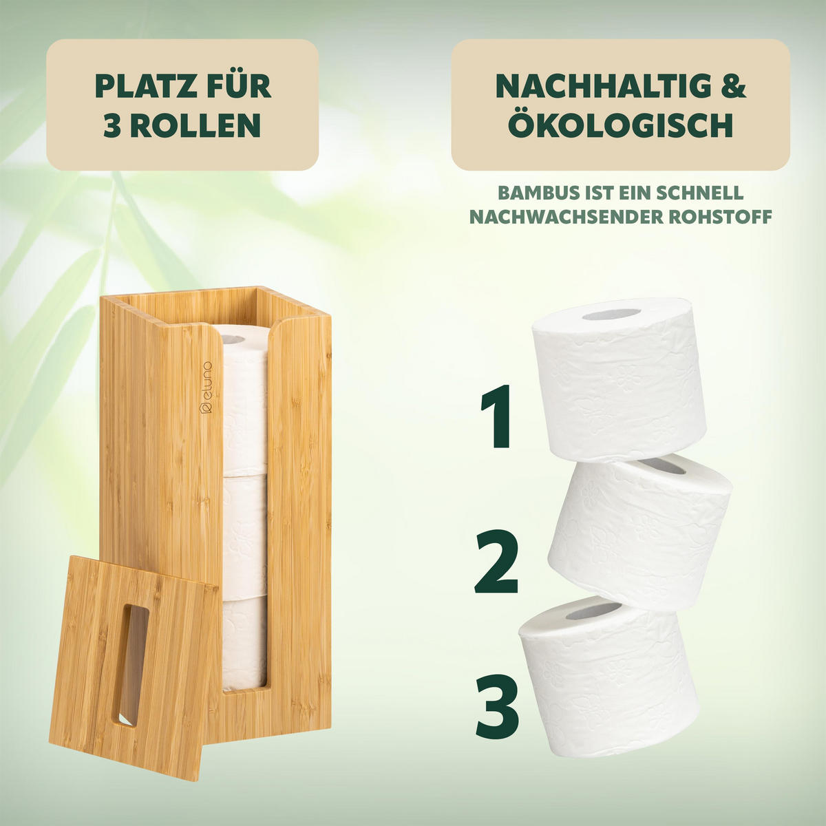 TOILETTENPAPIERAUFBEWAHRUNG, Bambus, eckig - Braun, Holz (14.5/34/14.5cm) - eluno