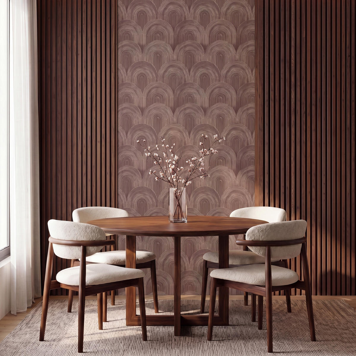 TAPETE - Rhythmic - Aufschlag - Braun - 140x280 cm - Dunkelbraun, Papier (140/280cm) - OnlyWow