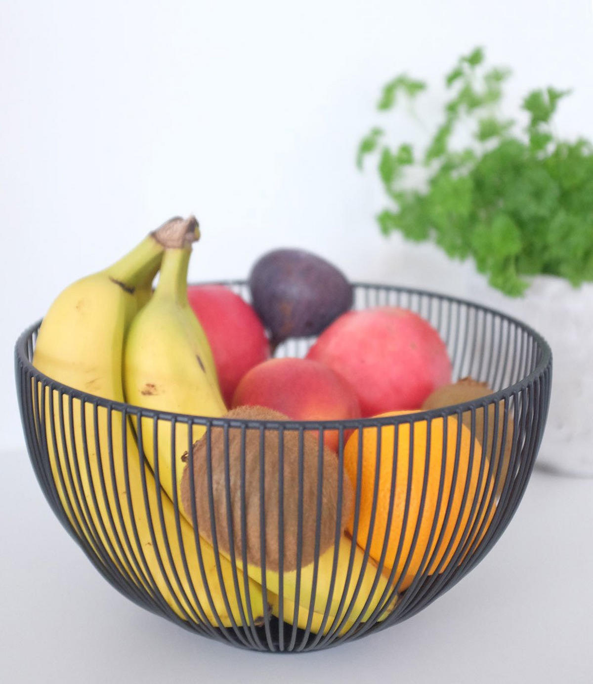 DRAHTSCHALE für Obst Schwarz 25/25/14 cm - Schwarz, Metall (25/14cm) - ZELLER