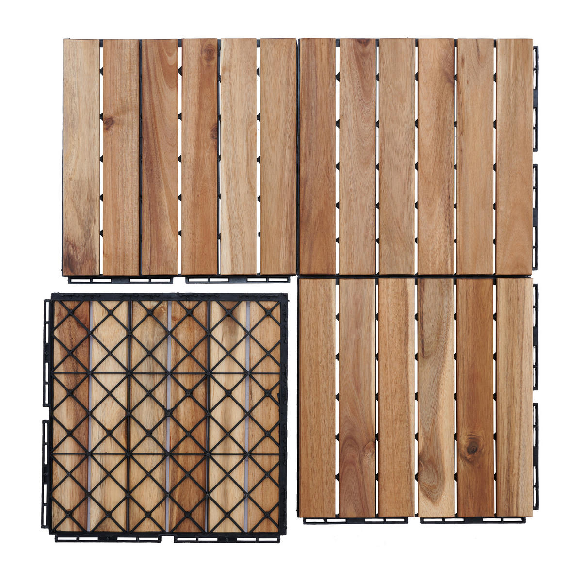 KLICKFLIESEN-SET 10 TLG. Alliste - Naturfarben, Holz (30/30/1.9cm) - casa.pro