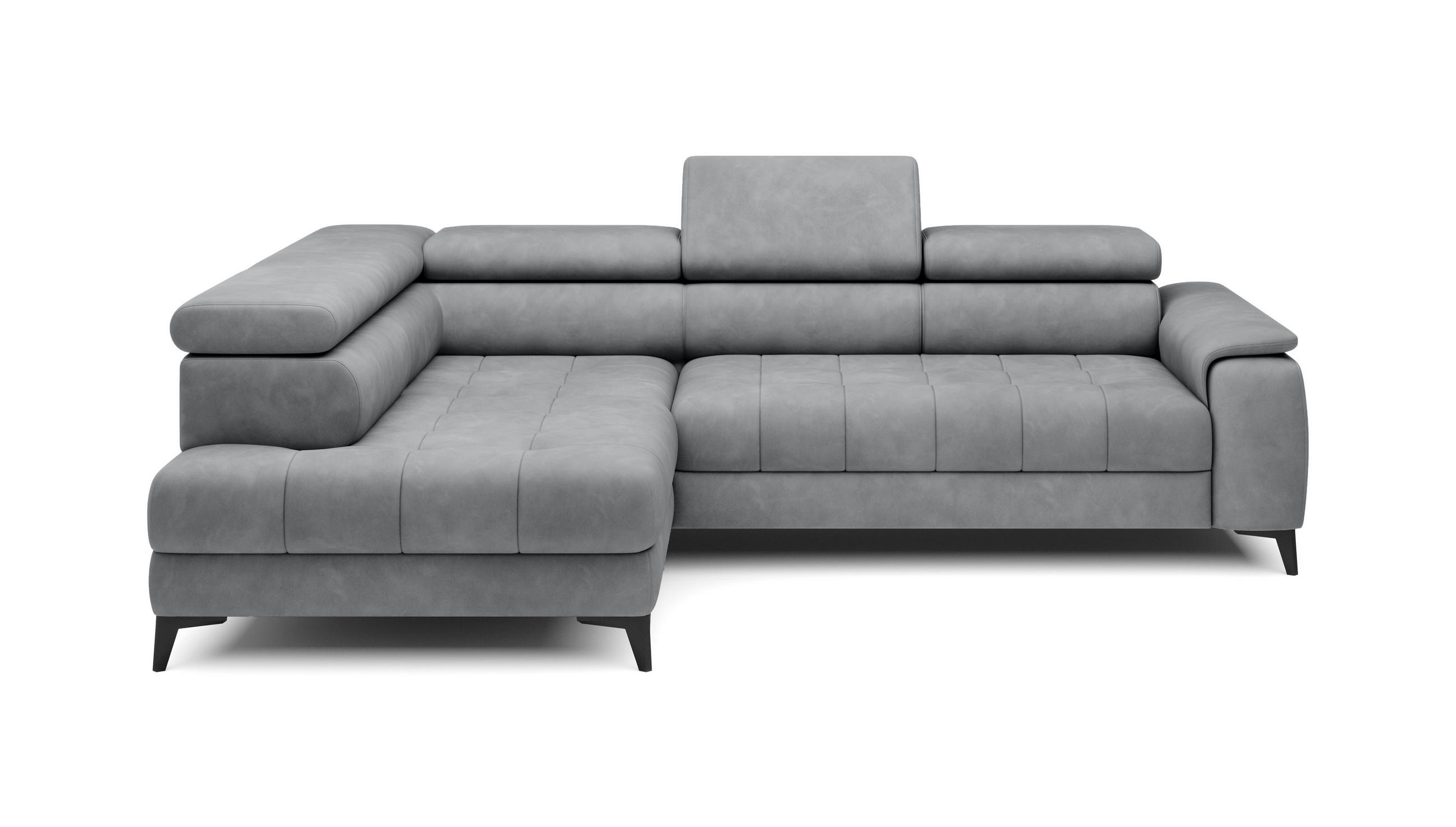 ECKSOFA CHIVAS Freistehend , Schlaffunktion, 278×197×76/98 cm, Stoff - Element, Hellgrau, Linke Seite - Hellgrau/Schwarz, Holz/Textil (278/197cm) - DomoHome