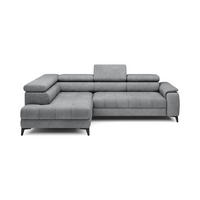 ECKSOFA CHIVAS Freistehend , Schlaffunktion, 278×197×76/98 cm, Stoff - Element, Hellgrau, Linke Seite - Hellgrau/Schwarz, Holz/Textil (278/197cm) - DomoHome