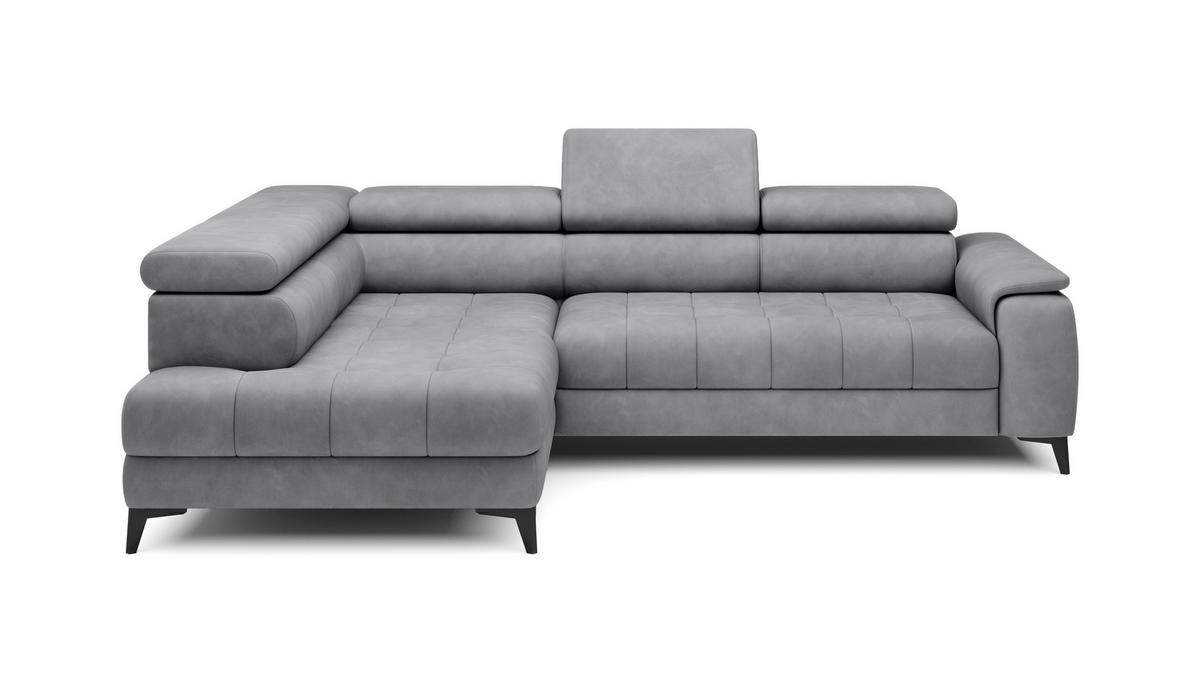 ECKSOFA CHIVAS Freistehend , Schlaffunktion, 278×197×76/98 cm, Stoff - Element, Hellgrau, Linke Seite - Hellgrau/Schwarz, Holz/Textil (278/197cm) - DomoHome