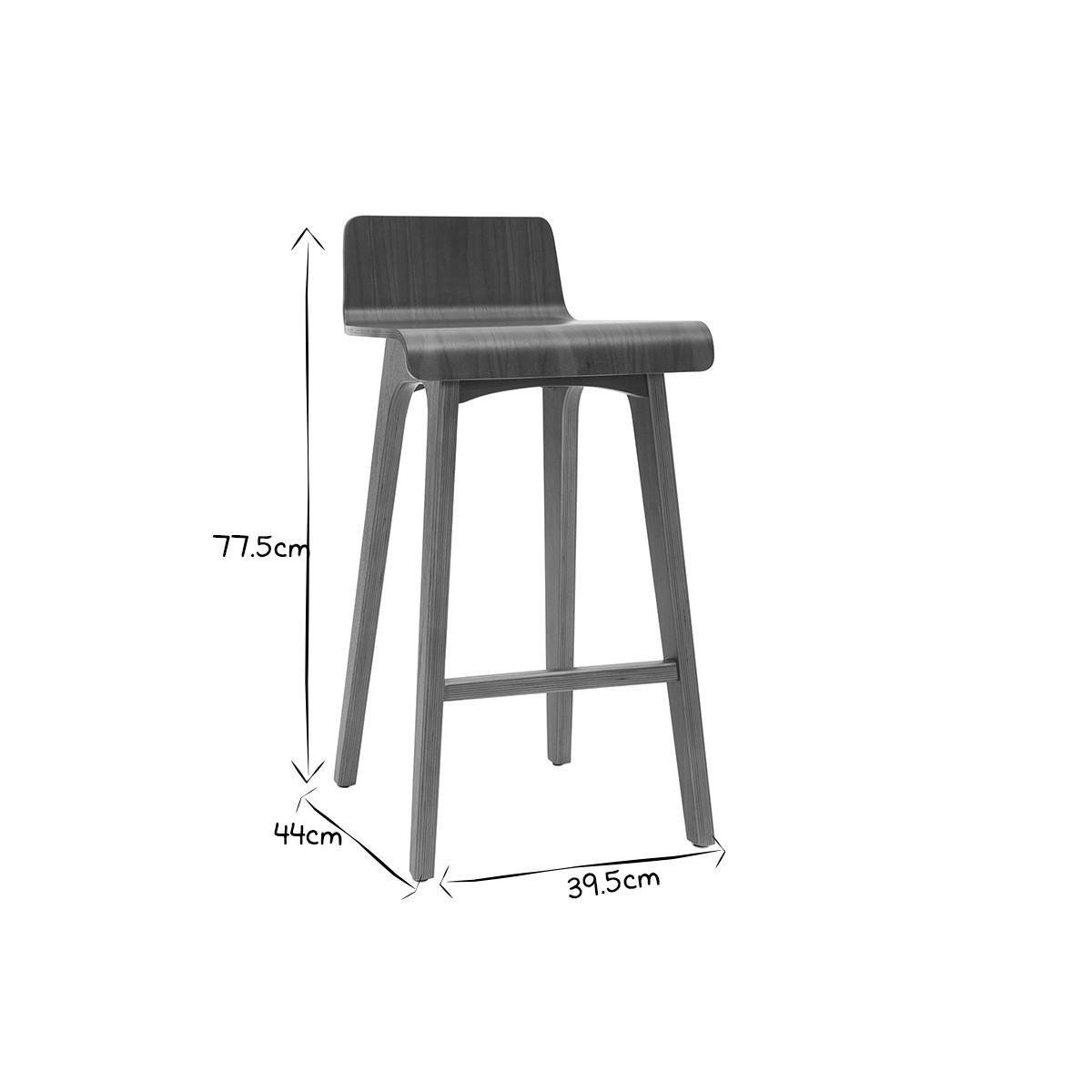 BARHOCKER Skandinavisch Dunkles Holz 65 cm BALTIK - Braun, Holz (44/77.5/39.5cm) - Miliboo