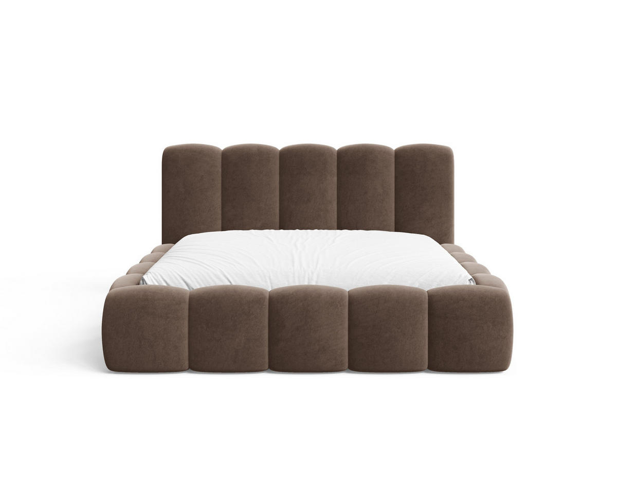 POLSTERBETT 18 - 140x200 cm – Riviera – Gepolstertes Bett mit Metall-Lattenrost - Braun, Holz (140/200cm) - ROYAL24_MARKT