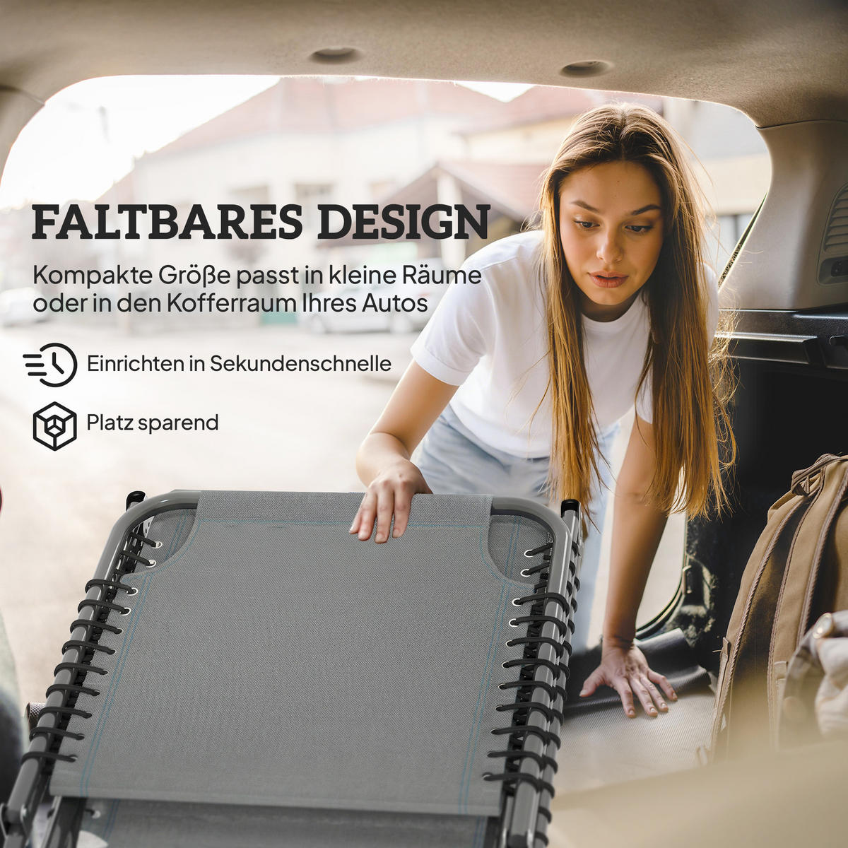 SONNENLIEGE Hellgrau 189/58/30 cm - Hellgrau, Textil/Metall (58/30/189cm) - Outsunny