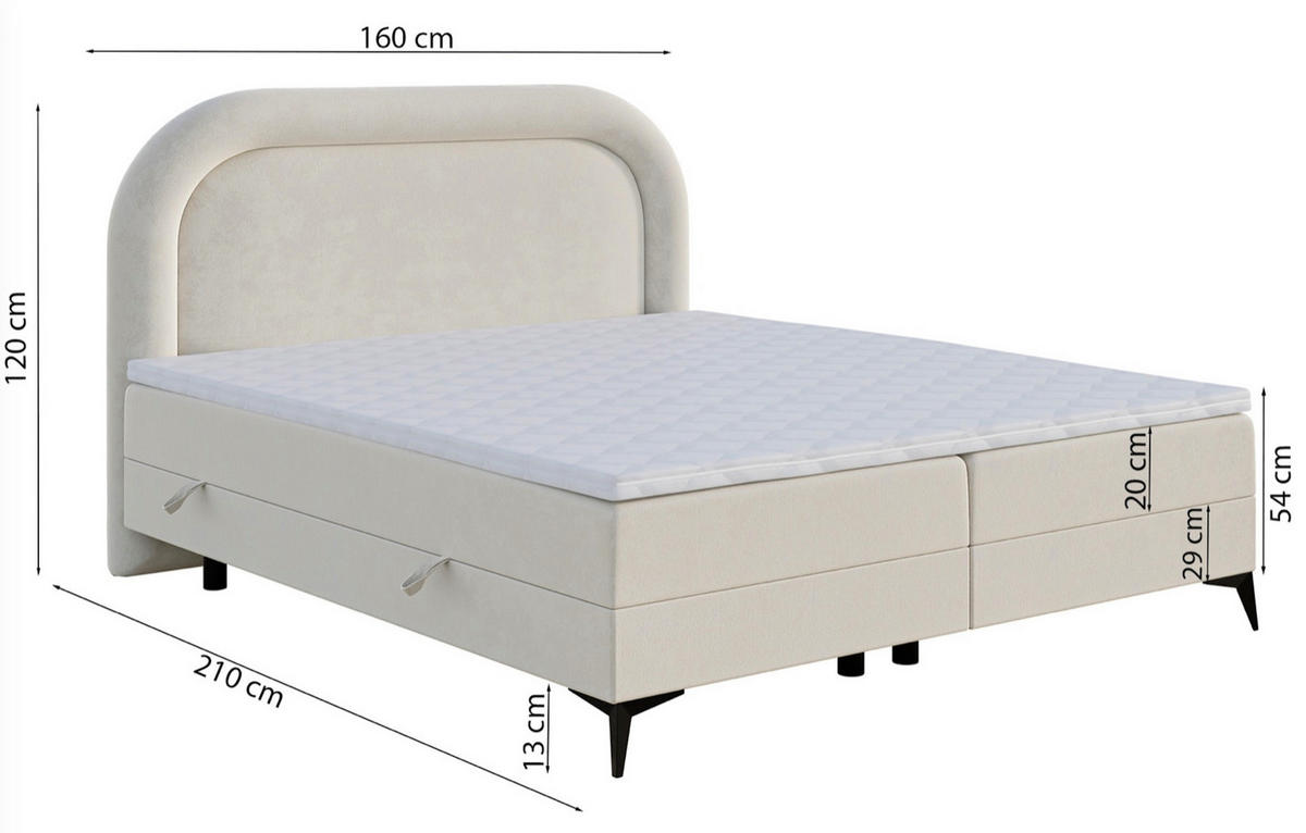 BOXBETT LOREO Greige Samt 160x200 cm - Taupe/Schwarz, Holz/Textil (160/200cm) - Selsey