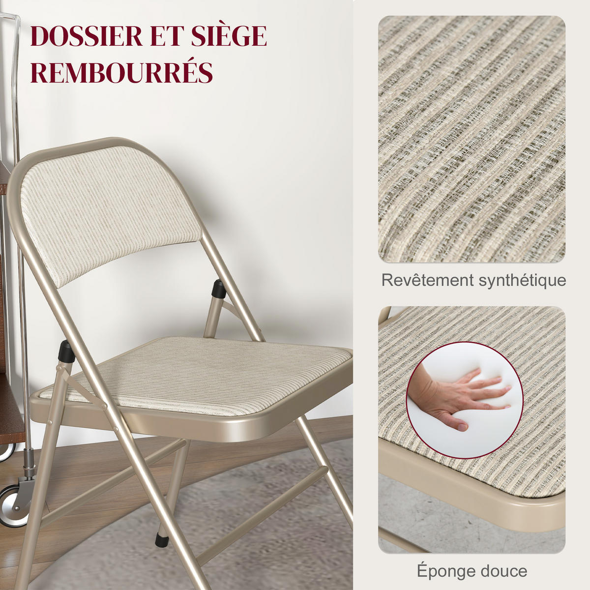 KLAPPSESSEL Beige 4 Stück - Beige, Naturmaterialien (45/78/46cm) - GiPP