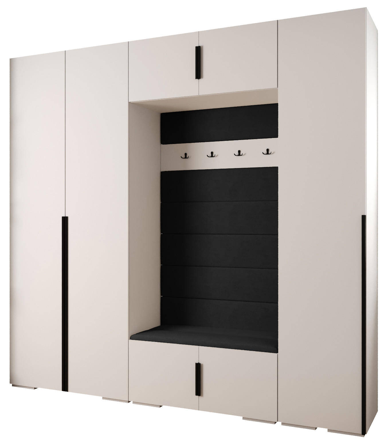 Abiks Möbel Garderoben-Set Weiß, Schwarz 250x236.7x47 cm