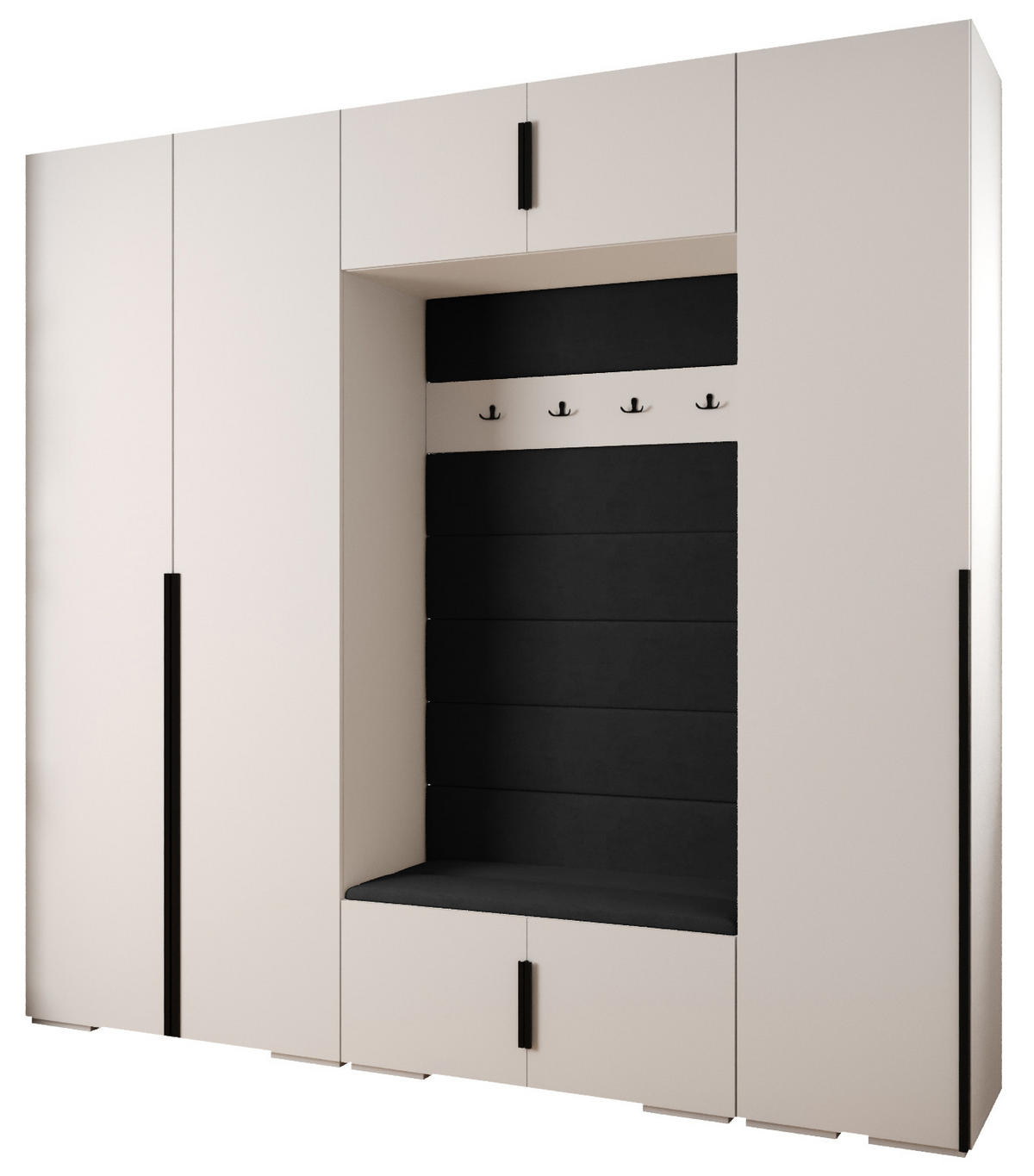 GARDEROBEN-SET 236,7/250/47 - Schwarz/Weiß, Holz/Kunststoff (250/236.7/47cm) - Abiks Möbel