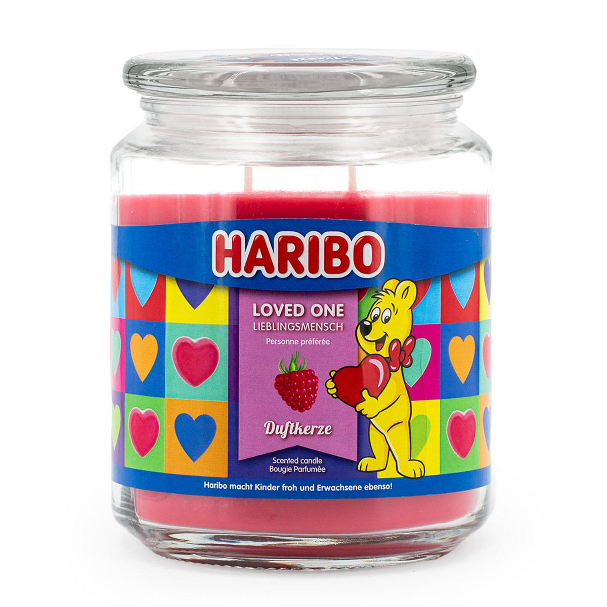 DUFTKERZE Haribo - Rot, Glas/Naturmaterialen (13cm)