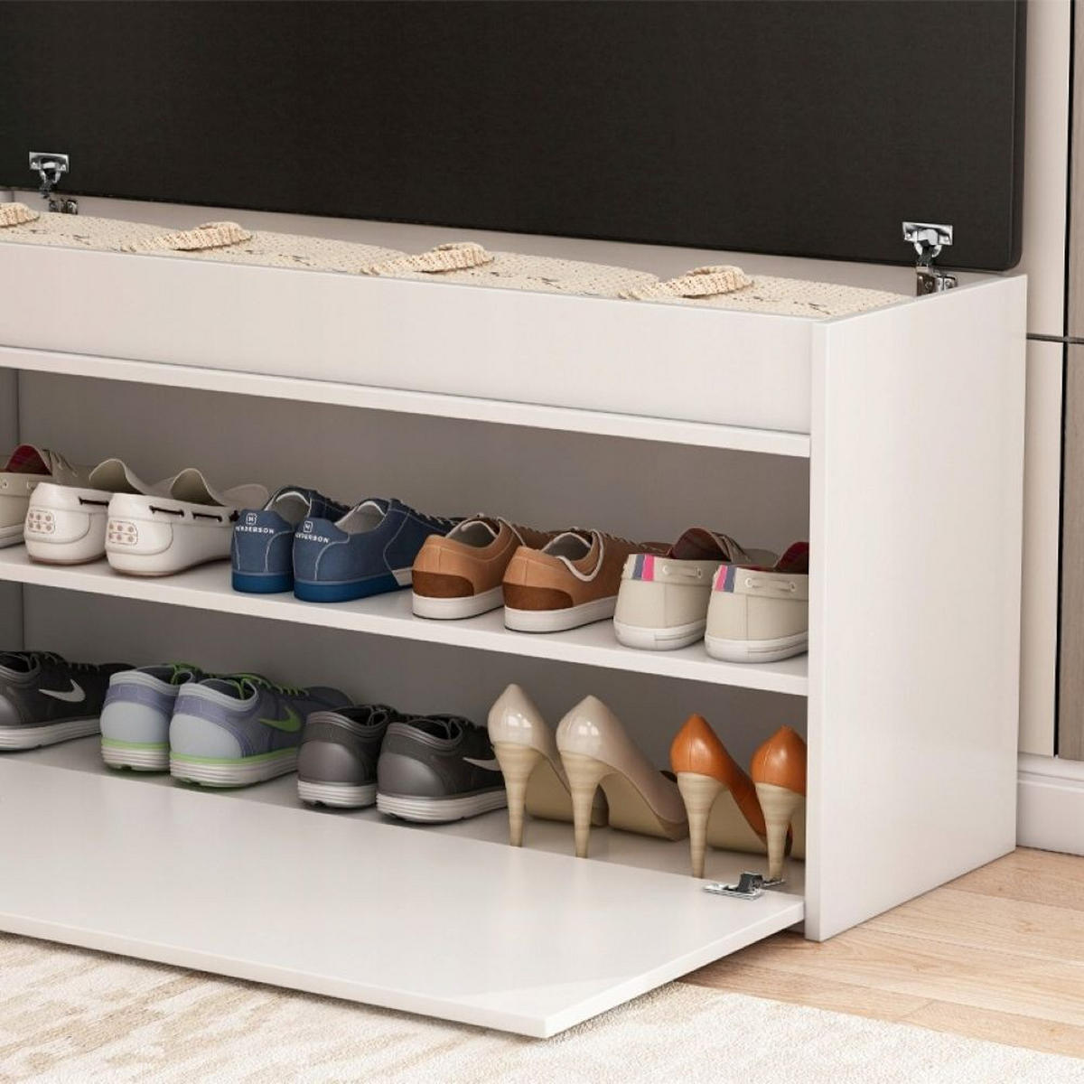 SCHUHSCHRANK, weiß 100/35/49 cm - Weiß, Holzwerkstoff (100/49/35cm)