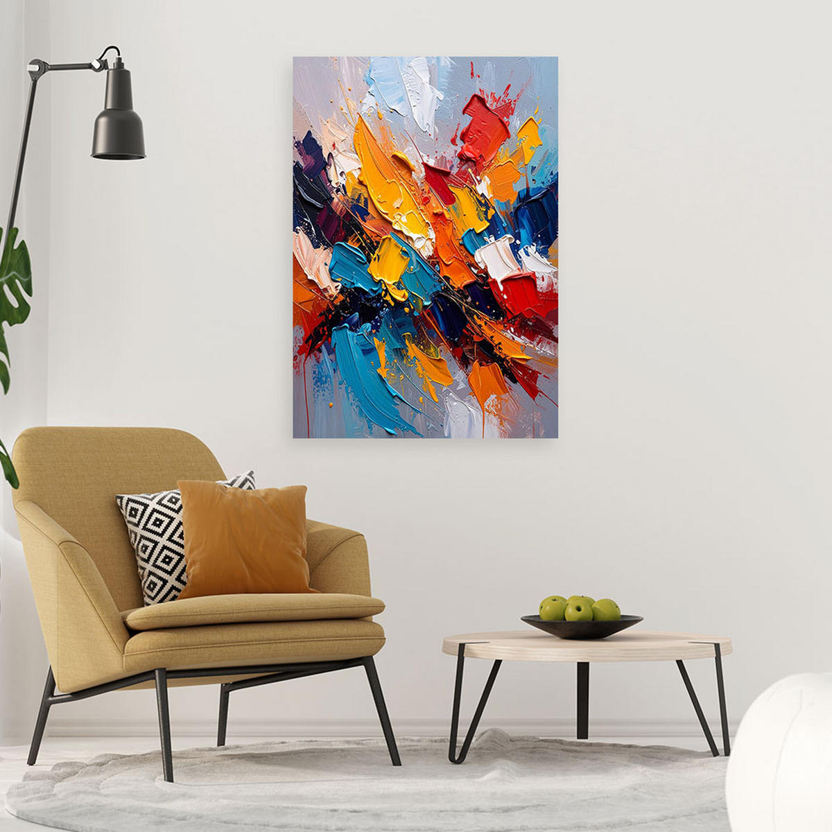 LEINWANDBILD Abstraktion 80x120cm - Multicolor, Textil (80/120cm) - Feeby