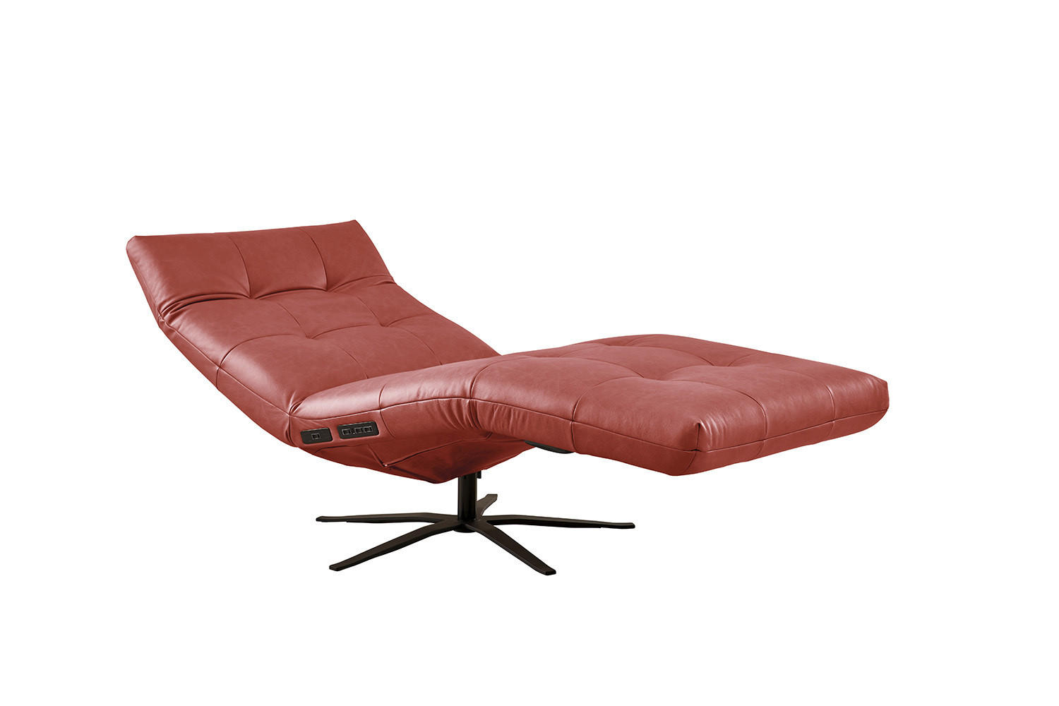 RELAXLIEGE LETICIA Rot Leder - Rot/Schwarz, Leder/Metall (82/115/156cm) - KAWOLA