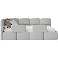 KINDERBETT Cloudy Hellgrau 120 x 200 cm - Hellgrau/Schwarz, Kunststoff/Textil (120/200cm) - Selsey