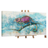 GEMÄLDE Leguan auf Keilrahmen 140x70 cm - Türkis, Holz (140/70cm) - YS-art gallery
