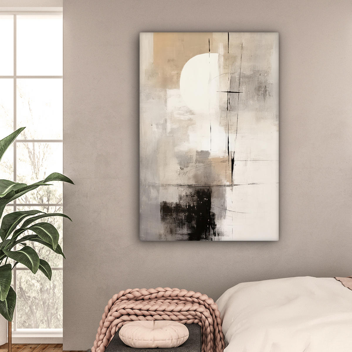 LEINWANDBILD Abstrakt - Kunst - Grau 90x140 cm - Hellgrau, Textil (90/140cm) - MuchoWow