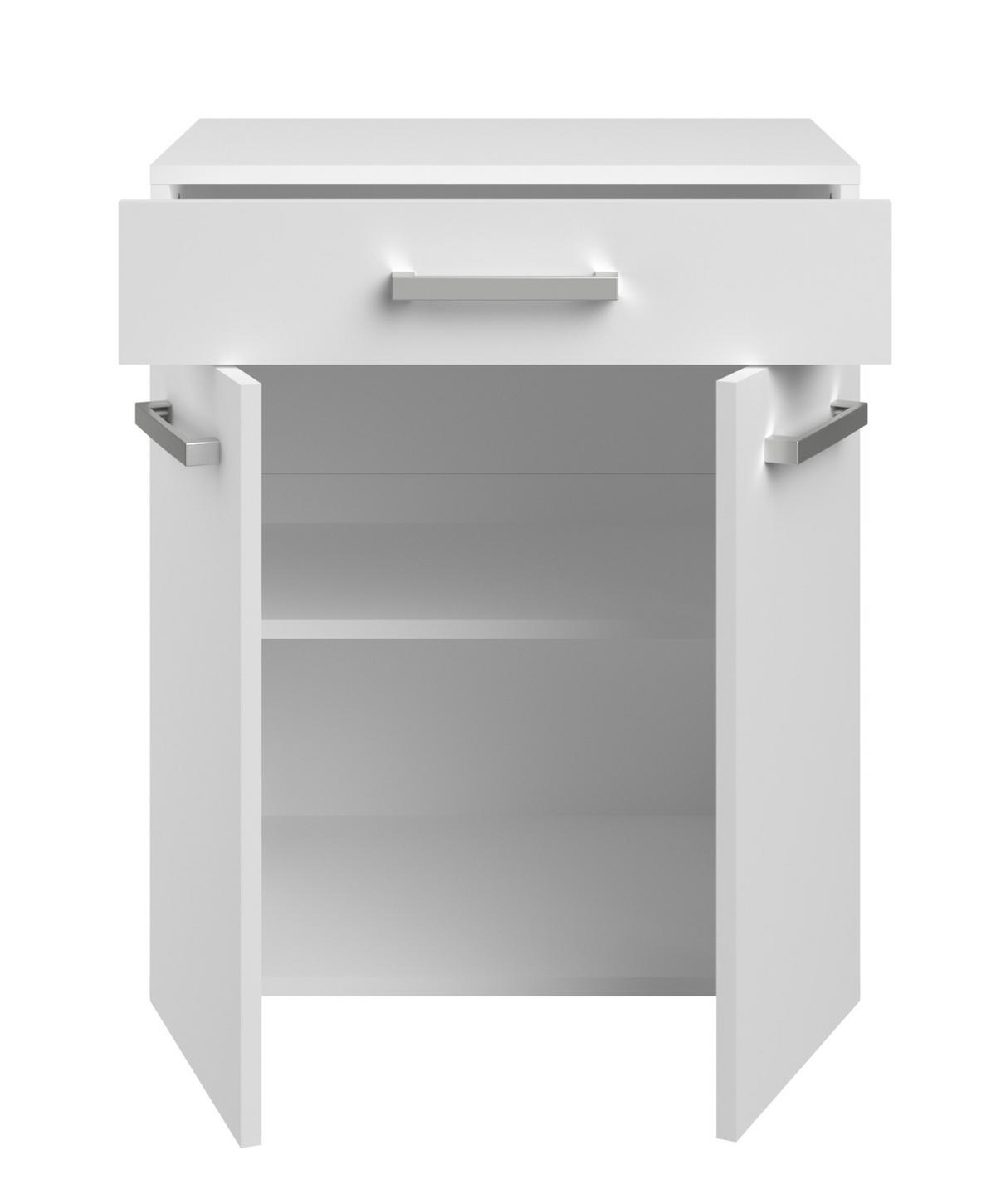 KÜCHENSCHRANK Set 2-teilig weiß mit Buffet und Mehrzweckschrank - Silberfarben/Weiß, Holz/Holzwerkstoff (120/176/43cm) - Parisot Meuble