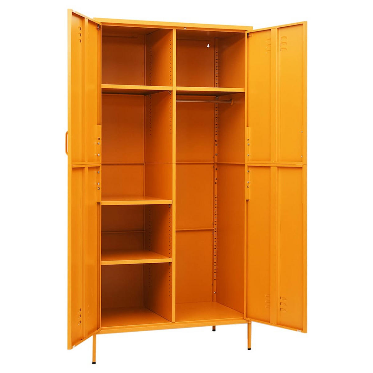 KLEIDERSCHRANK mit 4 höhenverstellbare Fächer, 90/50/180 cm, aus Stahl, in Senfgelb, 2-türig - Gelb, Metall (50/180/90cm) - vidaXL