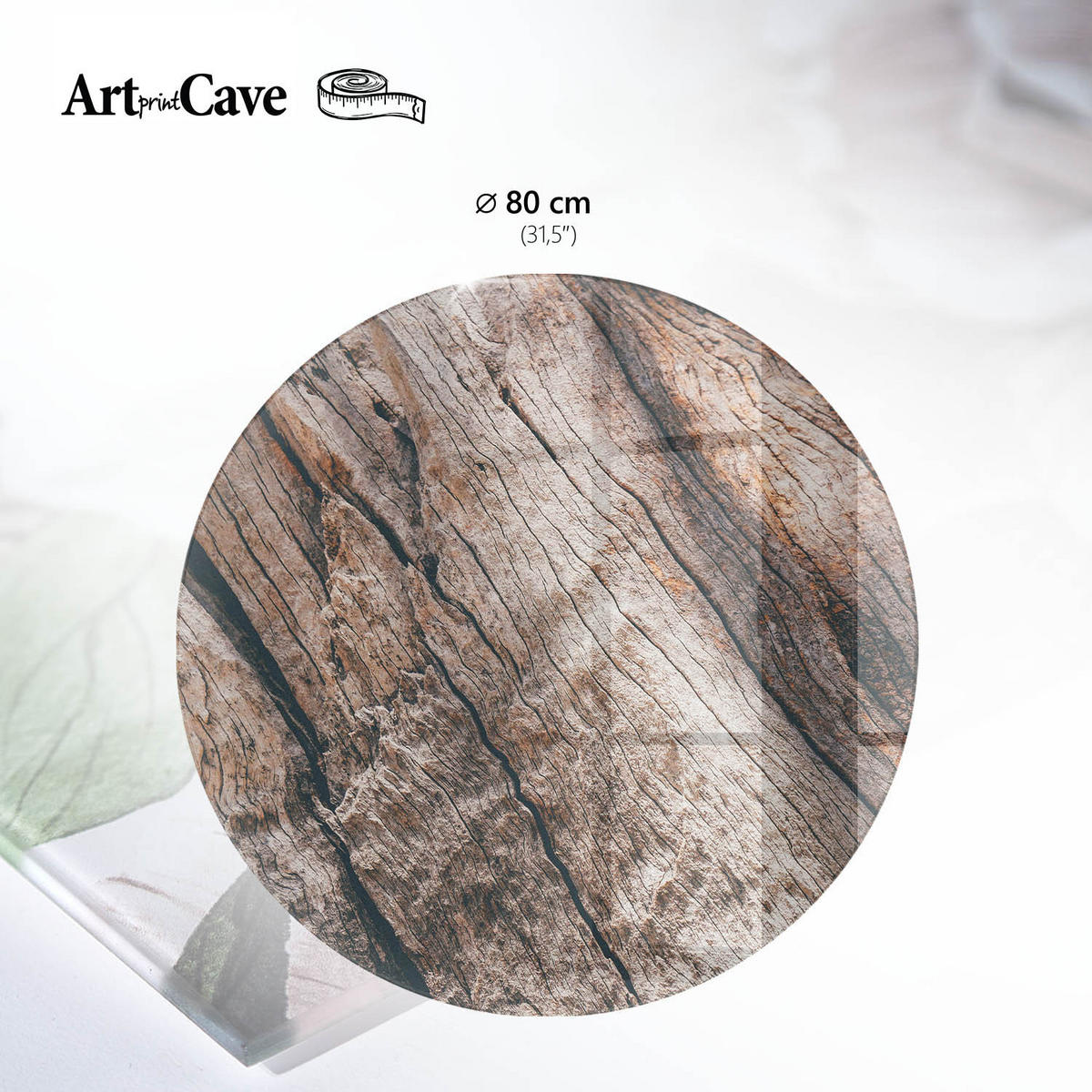 TISCHPLATTE fi80 cm – Holzstruktur - Braun, Glas (80/80/0.4cm) - Wallfluent