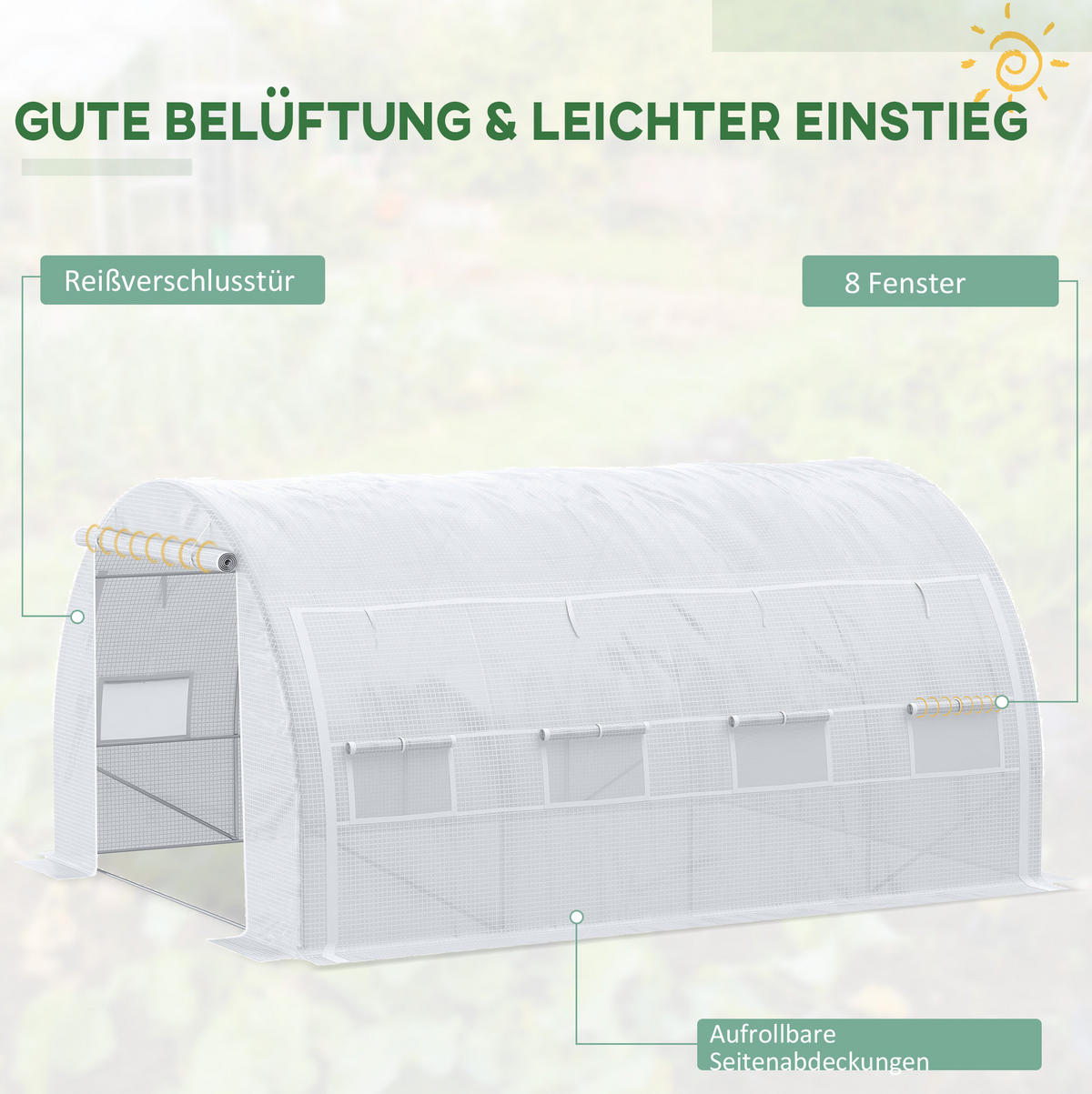 GEWÄCHSHAUS aus Stahl 3,97x3x2 m Weiß mit UV-Schutz - Weiß, Metall (300/200/397cm) - Modfu