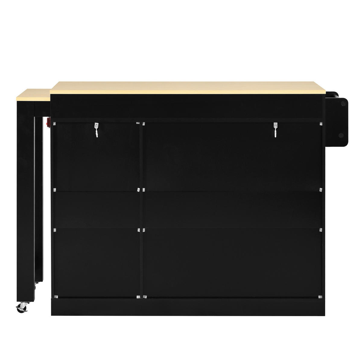 KÜCHENINSEL 112/45/93 cm Schwarz aus MDF mit ausziehbarer Arbeitsplatte - Schwarz, Holzwerkstoff (45/93/130cm) - OKMYHOME