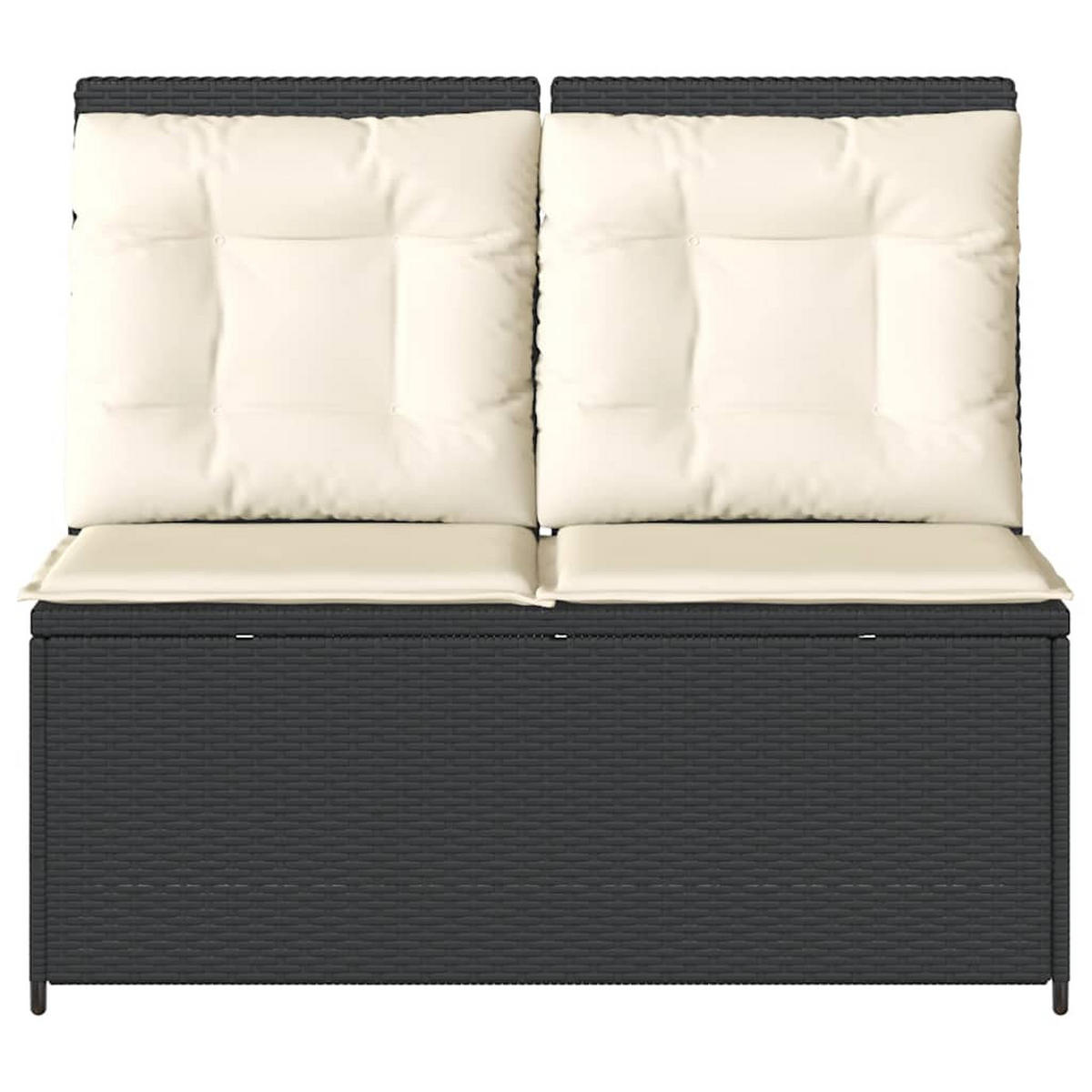 GARTENBANK Verstellbar mit Kissen Schwarz Poly Rattan - Schwarz, Kunststoff (95/95/108cm)