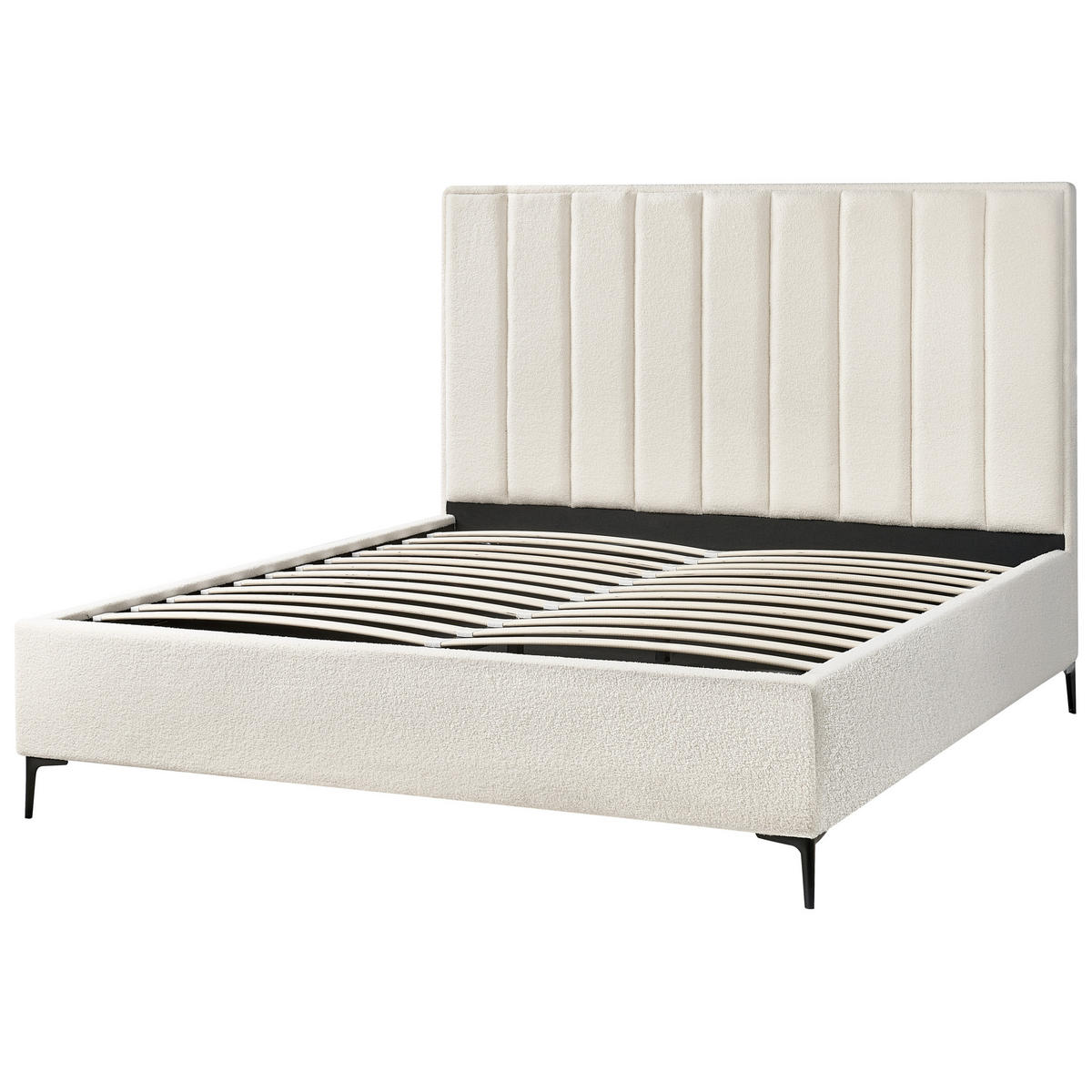 SPALNI KOMPLET bouclé kremasto bela 180/200 cm Sezanne - krem, tekstil (180/200cm) - Beliani