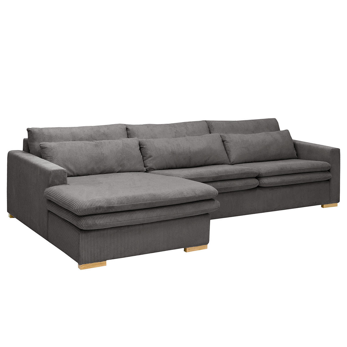 ECKSOFA mit Longchair - Grau, Textil (299/164cm) - home24