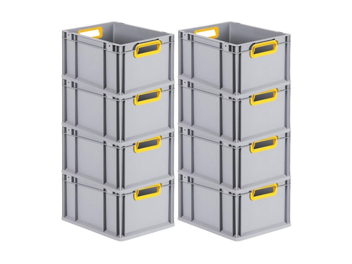 EUROBOX 8x Nextgen Color 22x30x40cm 20 Liter Griffe Gelb Offen - Gelb, Kunststoff (30/22/40cm) - PROREGAL