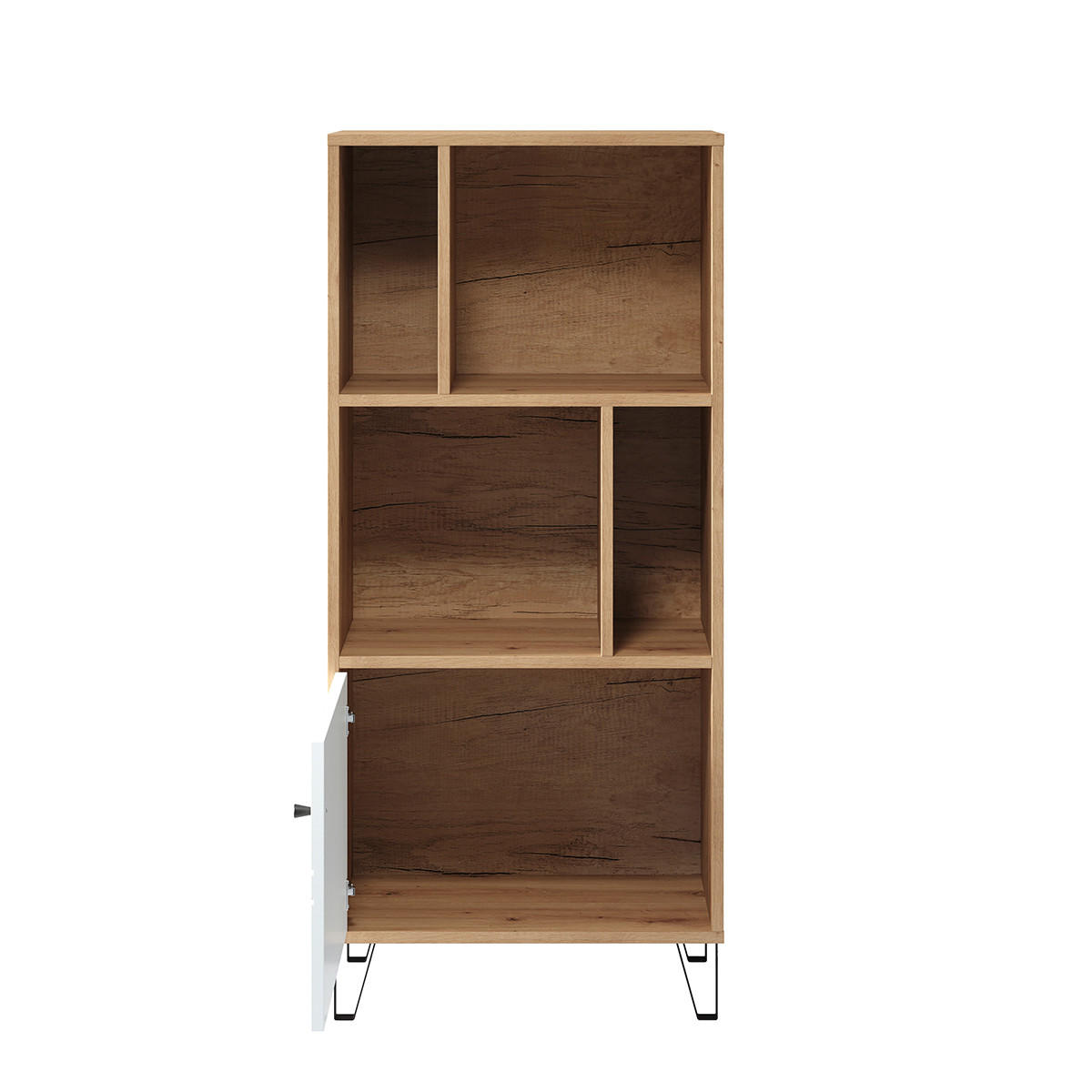 BÜCHERREGAL 1 Tür und 4 Fächer mattweiß H136 cm - Touch - Weiß, Holzwerkstoff (63/136/40cm) - Trendteam