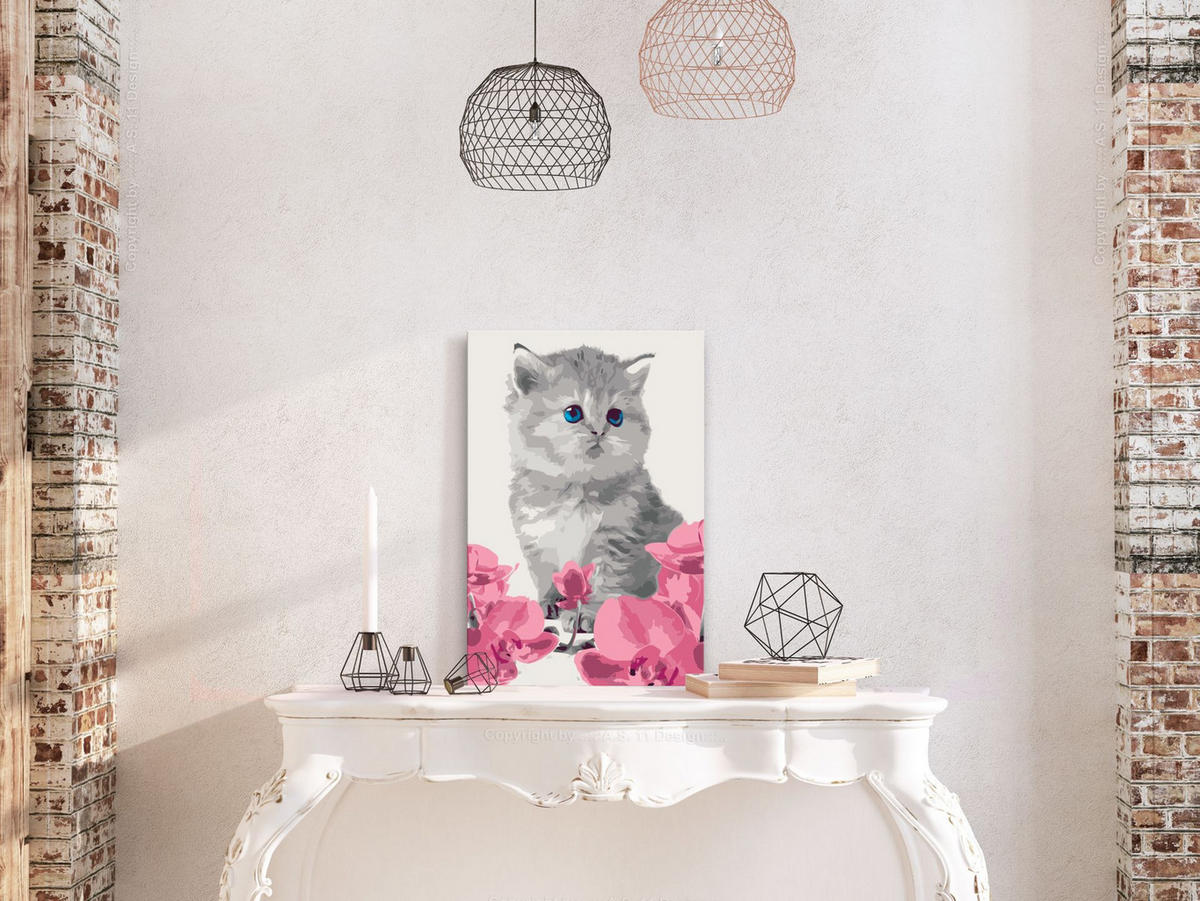 MALEN NACH ZAHLEN 40/50 cm - Pink/Grau, Textil (1.4/50cm) - KUNSTLOFT