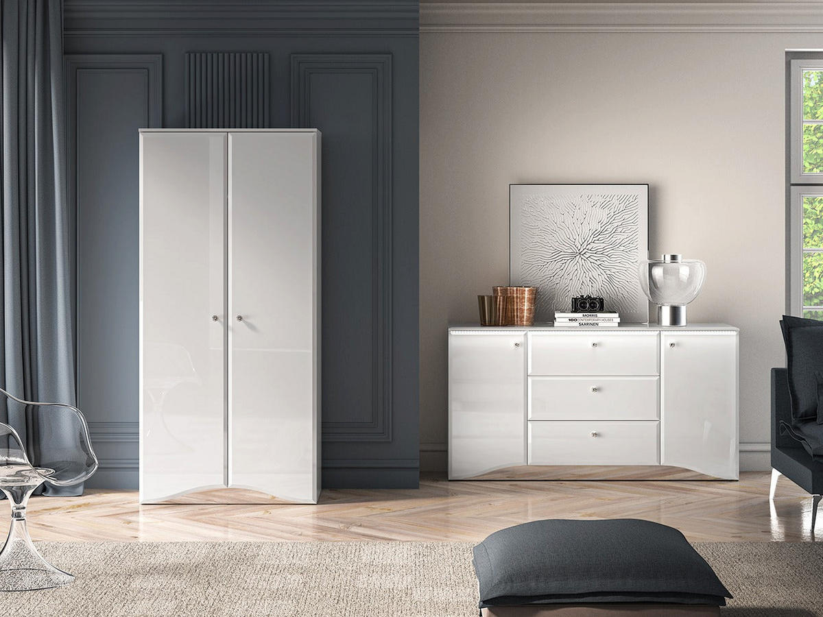 KLEIDERSCHRANK – 90 cm – Glamour – Weiß Hochglanz - Weiß Hochglanz, Holzwerkstoff (90/190/51cm) - hi-markt