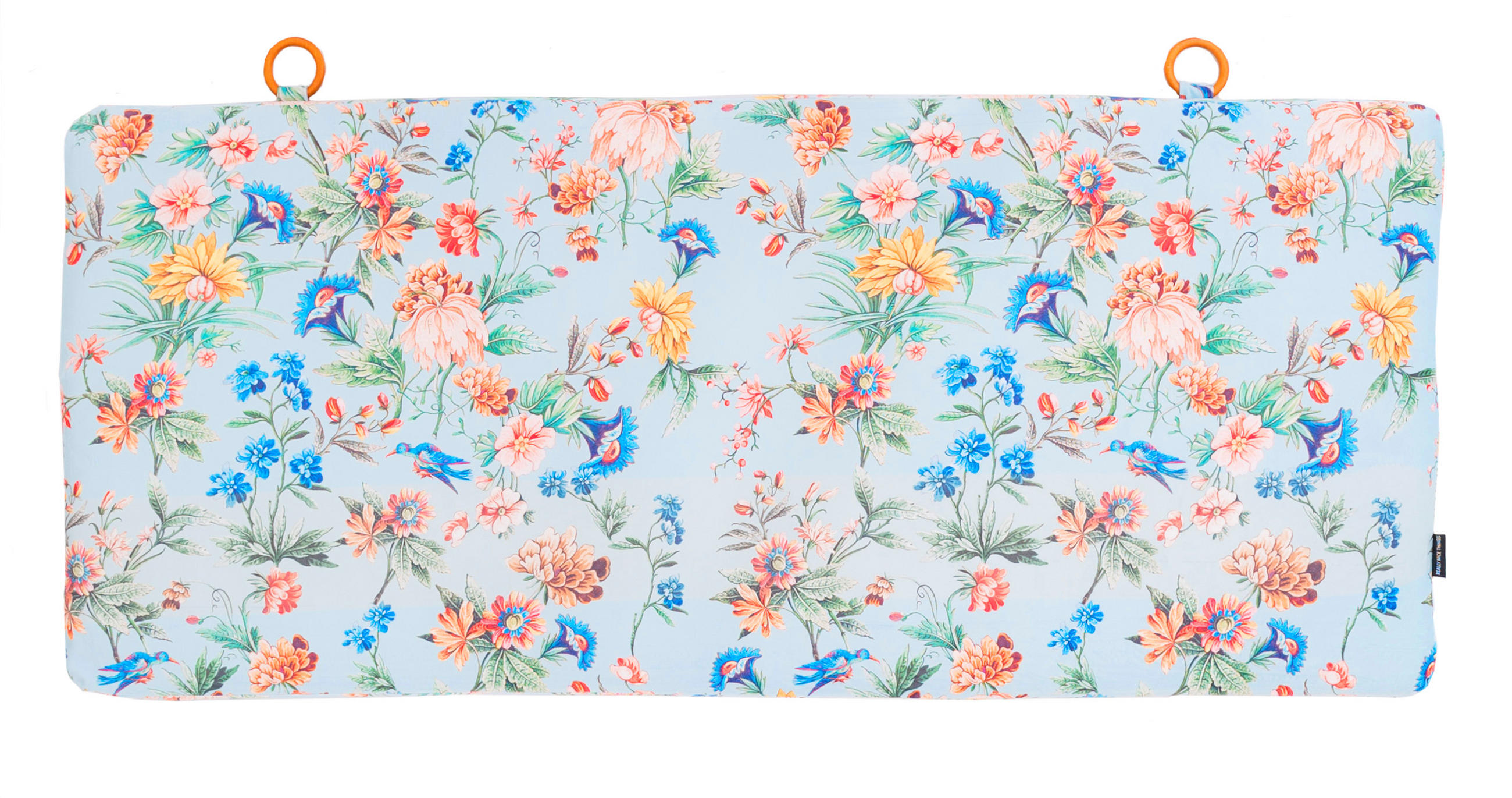 KOPFTEIL aus Samt und Schaumstoff mit floralem Muster auf hellem blauen Hintergrund VELVET - Hellblau, Textil (160/60/8cm) - RNT By Really Nice Things