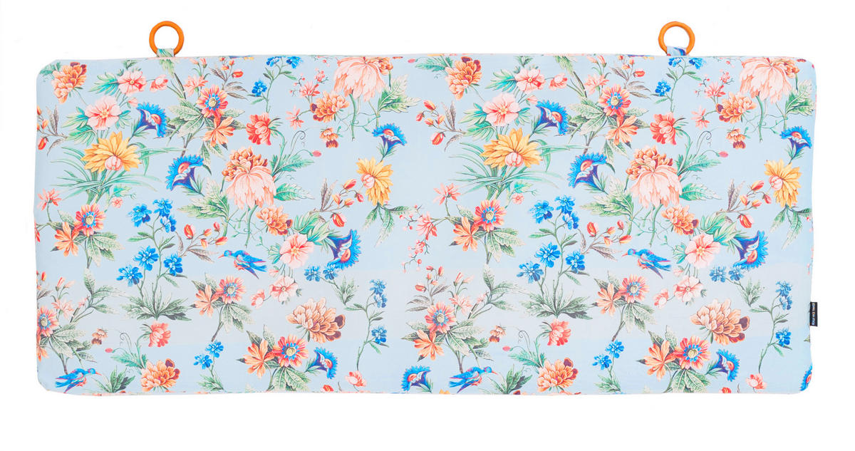 KOPFTEIL aus Samt und Schaumstoff mit floralem Muster auf hellem blauen Hintergrund VELVET - Hellblau, Textil (160/60/8cm) - RNT By Really Nice Things