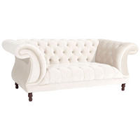 CHESTERFIELD Sofa 2-Sitzer Kaylin Samtvelours creme - Creme, Kunststoff (200/80/100cm) - 58aufmkessel