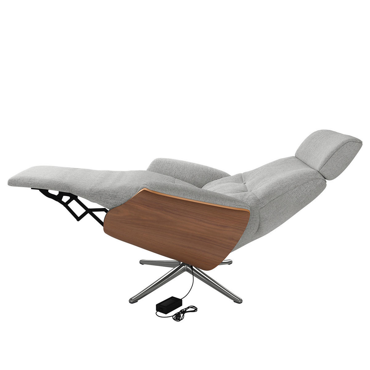 SESSEL - elektrisch verstellbar - Chromfarben/Hellgrau, Textil/Metall (83/110/88cm) - home24