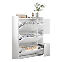 SCHUHSCHRANK 119/24/122 cm in Weiß mit 3 Klappen und klappbarer Sitzbank - Weiß, Holzwerkstoff (119/122/24cm) - Flora Grace