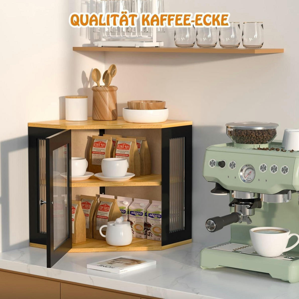 BROTKASTEN Ecke Bambus Schwarz 32 x 32 x 35 cm - Multicolor, Naturmaterialien (17.5/31/40cm)