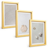 BILDER SET 3er Set - 20x30 cm Goldrahmen - Leichte Boho-Sandtexturen - Goldfarben, Kunststoff (20/30cm) - TULUP