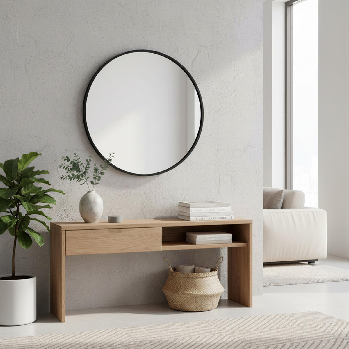 SPIEGEL - Schwarz, Glas/Metall (70/70/3cm) - Relaxdays