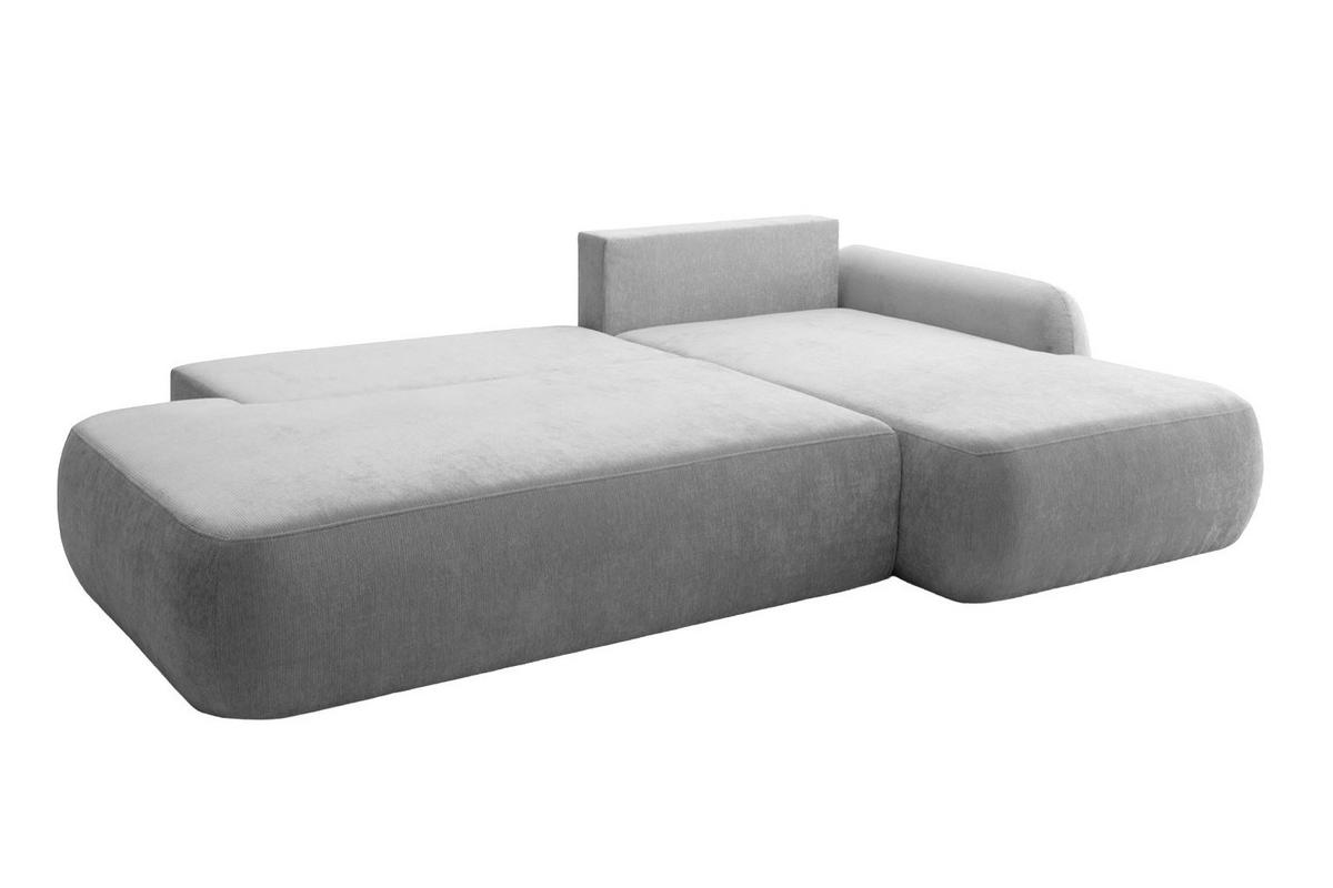 ECKSOFA Mit Schlaffunktion Und Bettkasten, Velvet-Stoff Vena, Grau, Rechts, HELA I - Grau, Holz (302/184cm) - Kaiser Möbel