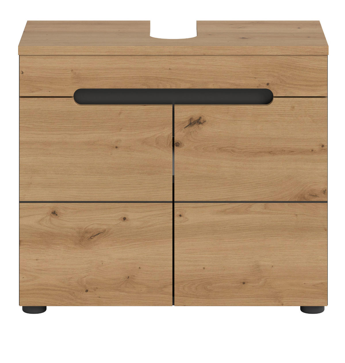 WASCHBECKENUNTERSCHRANK Eiche, grau 63 cm mit Soft-Close - Eiche Artisan/Grau, Holz/Holzwerkstoff (63/55/34cm) - Inn.Furn