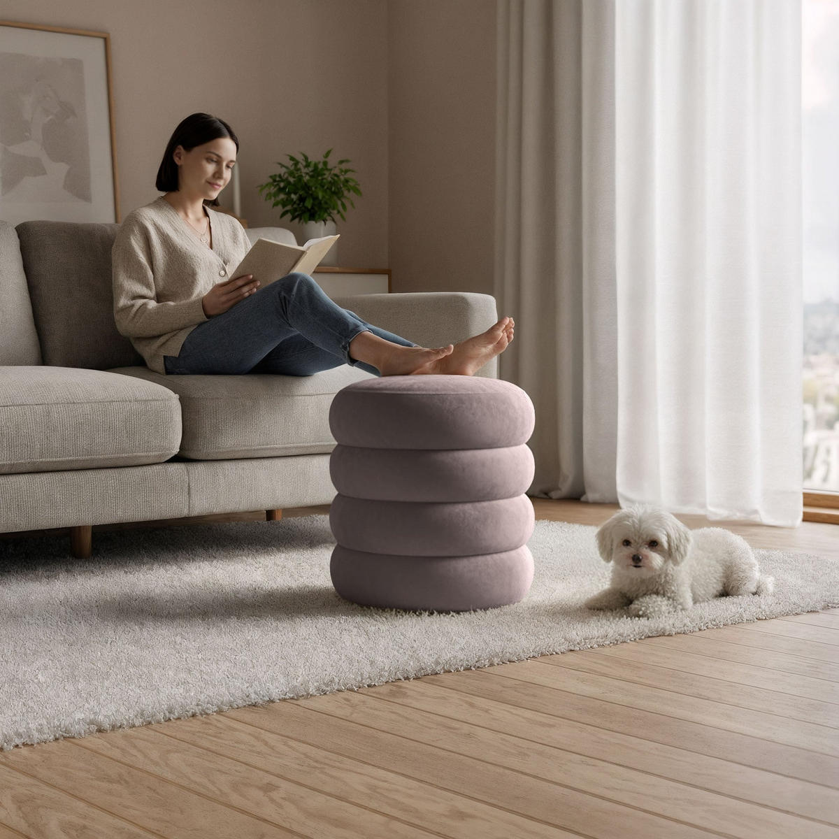 POLSTERHOCKER mit Stauraum Rosa - Rosa, Textil (42/45/42cm) - RAUMHIRSCH FURNITURE