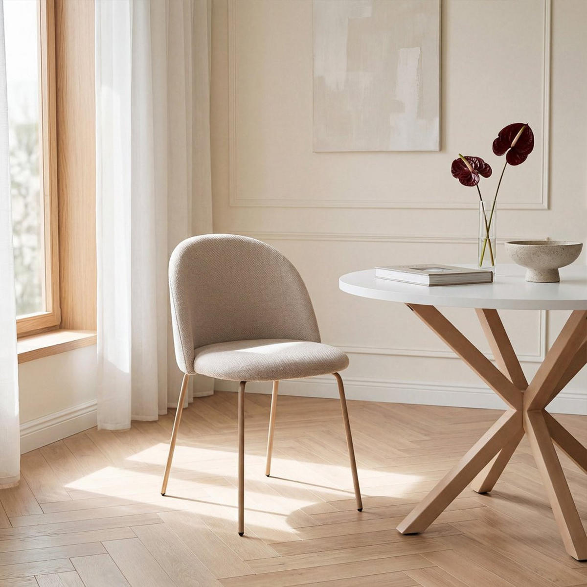 ESSZIMMERSTUHL Olivia Beige 48 cm x 81 cm 4er-Set - Beige, Textil (48/81/53cm) - Klast Home