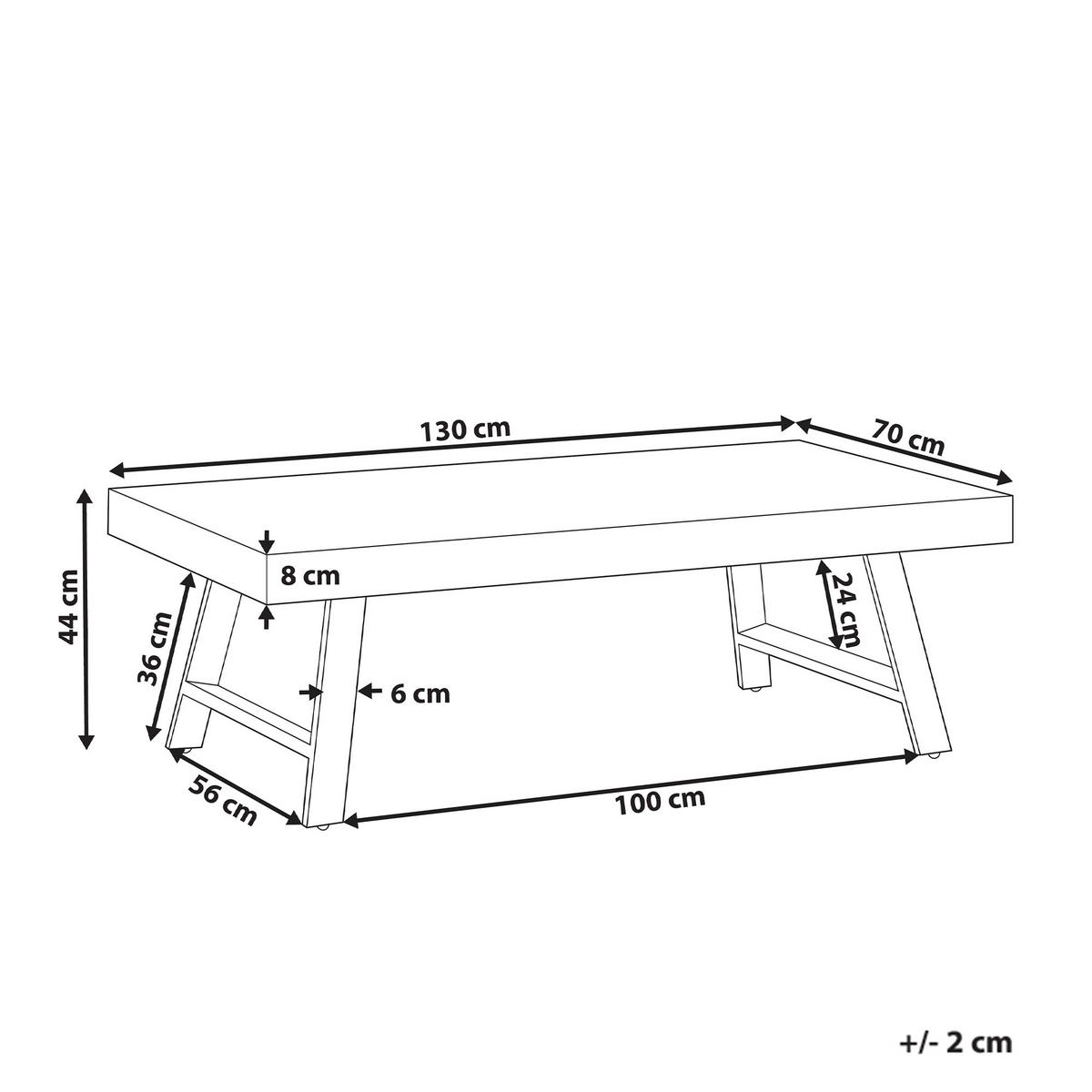 COUCHTISCH Dunkler Holzfarbton/Schwarz Warton - Dunkelbraun/Schwarz, Holz (130/70/44cm) - Beliani