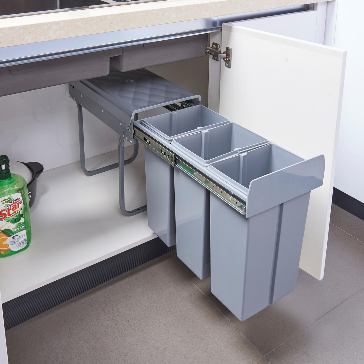 VESTAVĚNÝ KOŠ NA ODPAD Froland - šedá, kov/plast (48/42/26cm) - [en.casa]