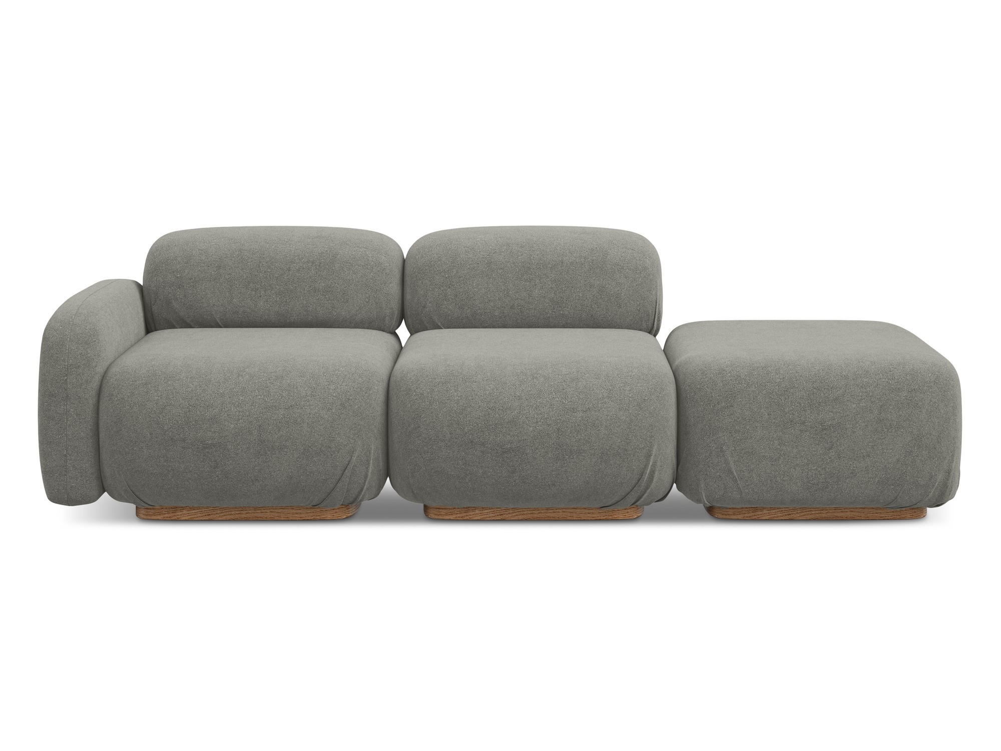 3-SITZER SOFA Rechts Bouclé Stoff Beige - Greige/Beige, Holz/Textil (258/73/95cm) - Makamii