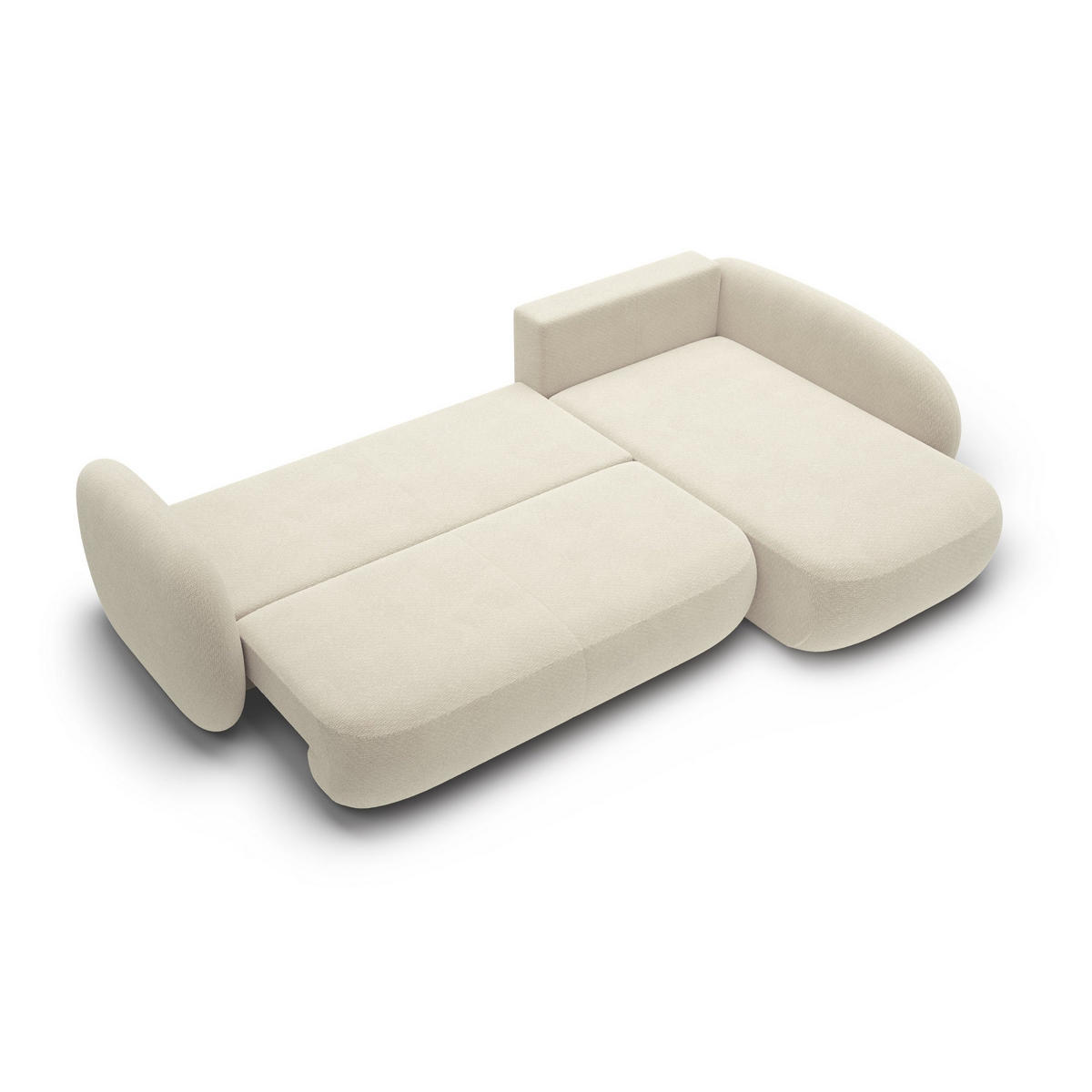 ECKSOFA AMICO II R-S Beige Geflochtener Stoff mit Schlaffunktion - Beige, Holz (289/190cm) - MASSENO